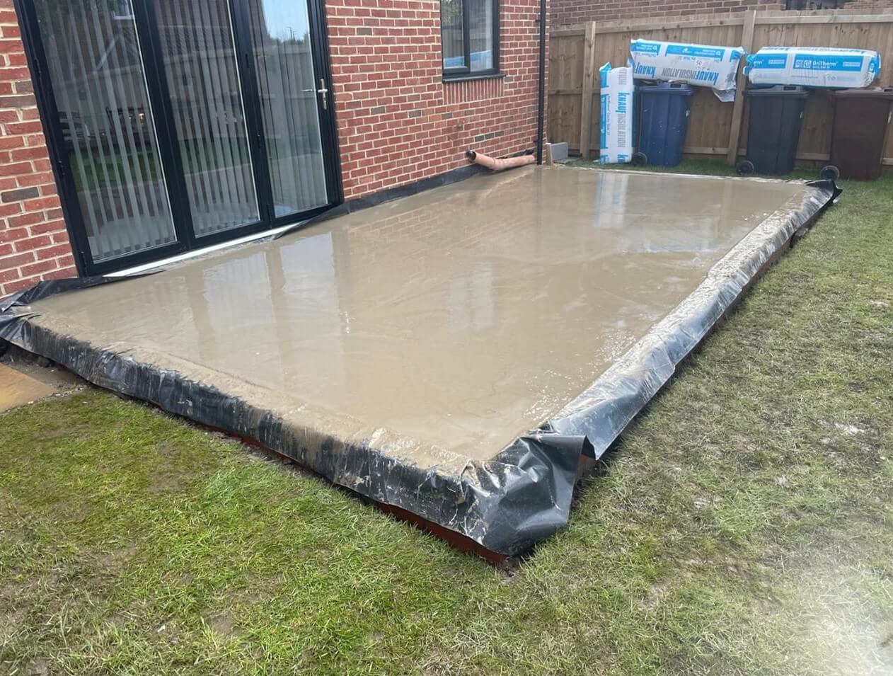 Completed suspended floor slab ready for rear extension